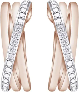 Twisted and Crossover Hoop Earrings for Women Round Natural Diamond Infinity Swirled Loop Jewelry in 14K Gold Plated Sterling Silver (0.04 Cttw, I2-I3 Clarity, I-J Color)