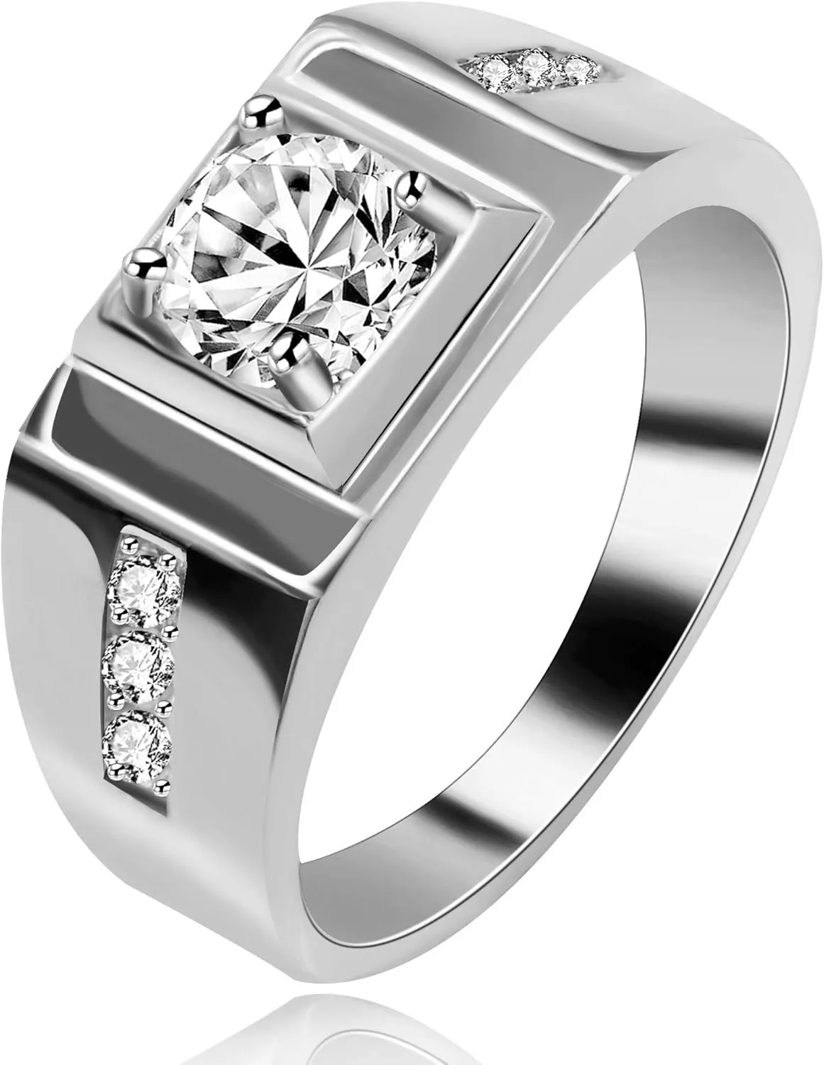 Uloveido 2 Pieces Wedding Engagement Couple Ring Set for Women and Men Valentine's Day Gift - Anniversary Promise Ring Set in Silver Color for Boyfriend and Friend J473