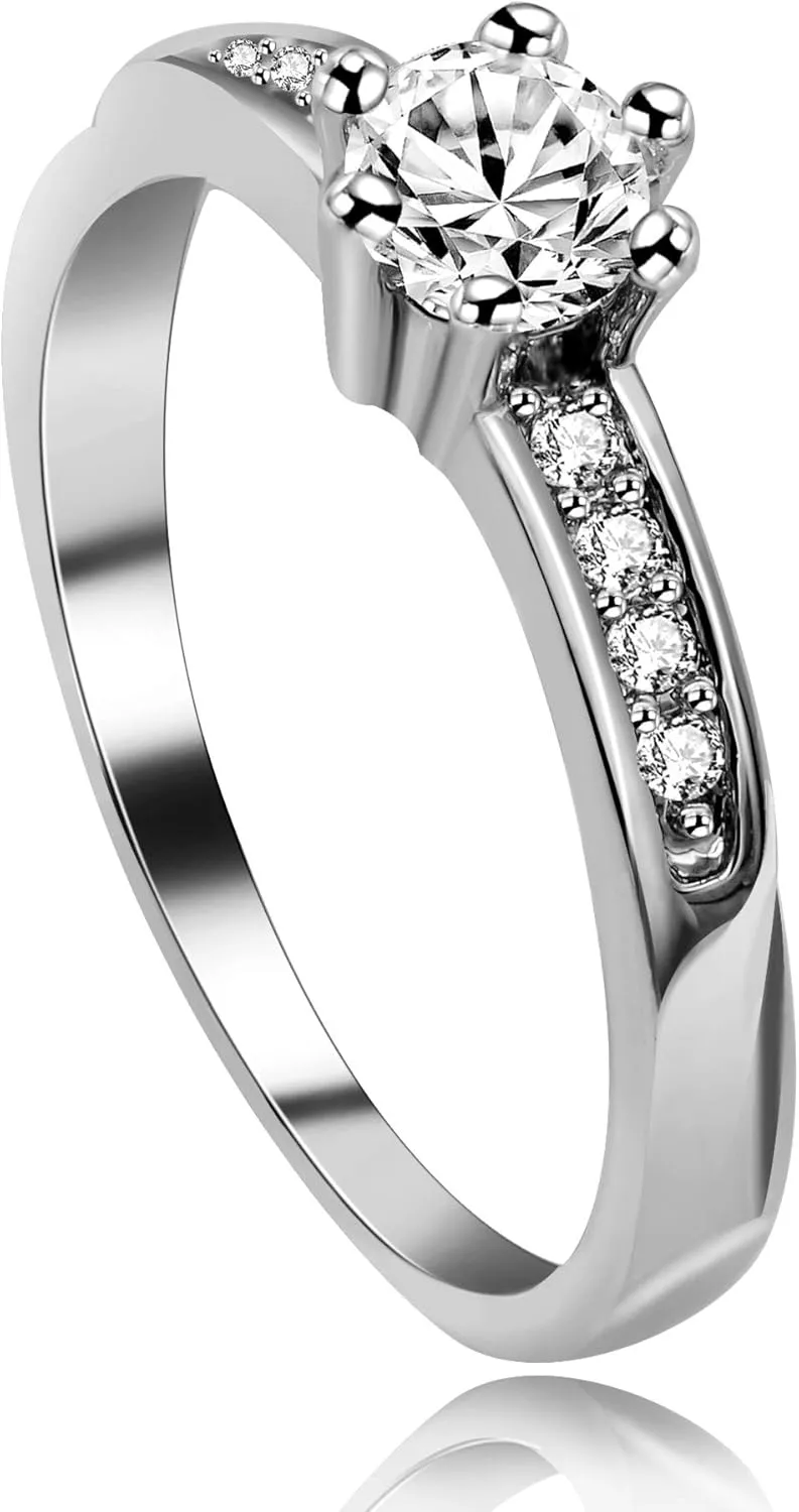 Uloveido 2 Pieces Wedding Engagement Couple Ring Set for Women and Men Valentine's Day Gift - Anniversary Promise Ring Set in Silver Color for Boyfriend and Friend J473
