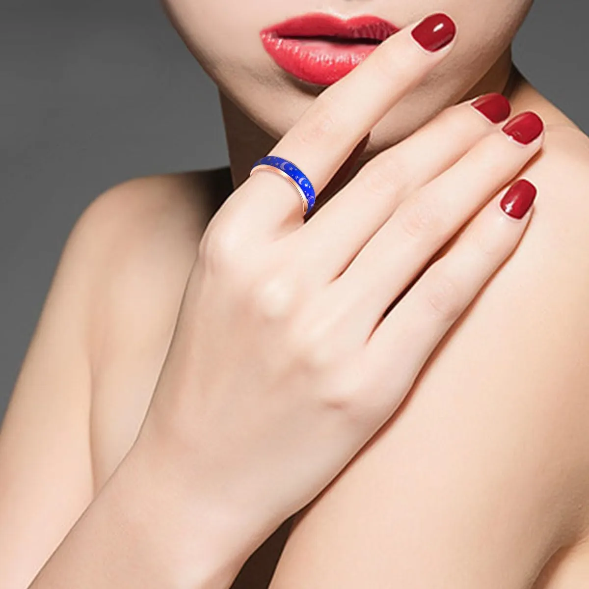 Uloveido 6MM Stainless Steel Band Comfort Fit Temprature Sensitive Color Changing Mood Rings Rainbow Tone