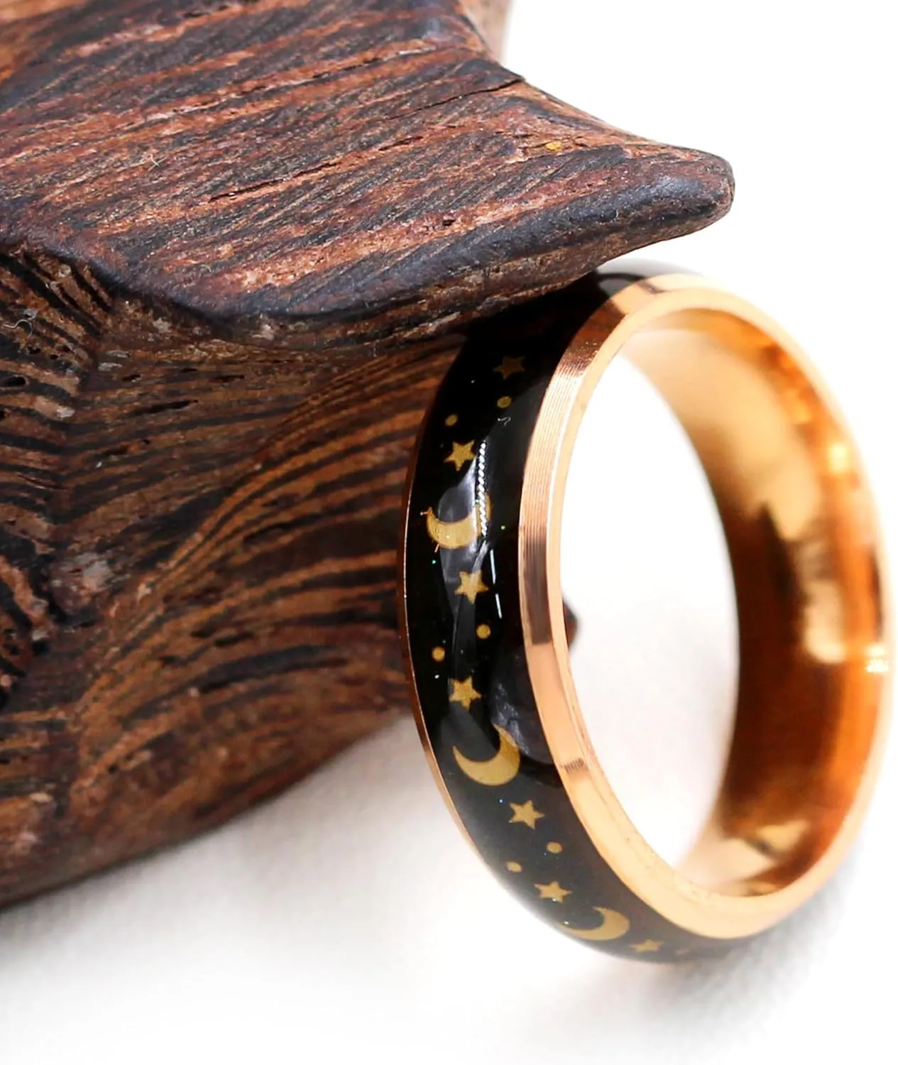 Uloveido 6MM Stainless Steel Band Comfort Fit Temprature Sensitive Color Changing Mood Rings Rainbow Tone