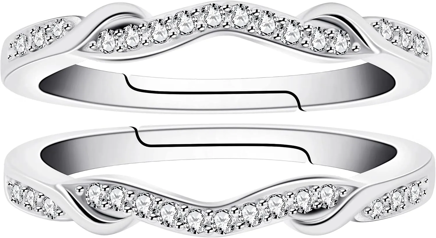 Uloveido 925 Sterling Silver Infinity Double Wrap Ring Guard Enhancer Wedding Bands 2pcs Stack Eternity Rings Set Y1522