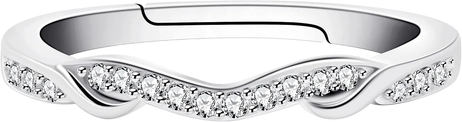 Uloveido 925 Sterling Silver Infinity Double Wrap Ring Guard Enhancer Wedding Bands 2pcs Stack Eternity Rings Set Y1522