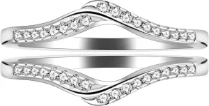 Uloveido 925 Sterling Silver Round CZ V Wrap Ring Guard Enhancer 2pcs Stack Rings Set Wedding Anniversary JewelryY1516