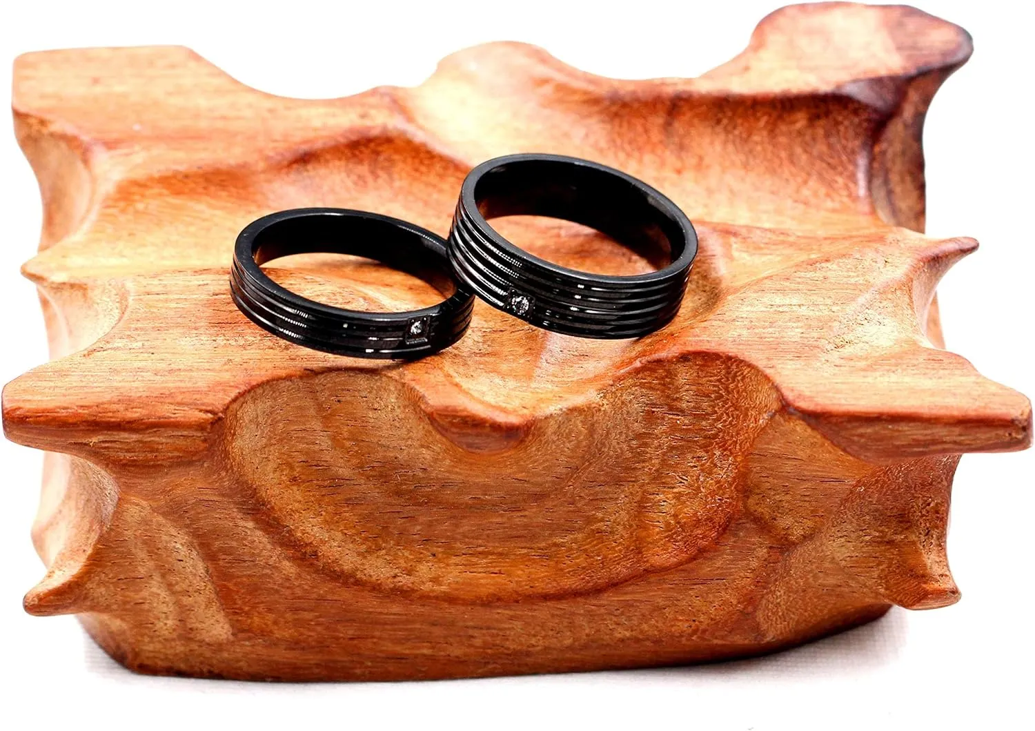 Uloveido Black Titanium Steel Couples Ring Cubic Zirconia Wedding Band Engagement Rings Set for Women and Men Y996
