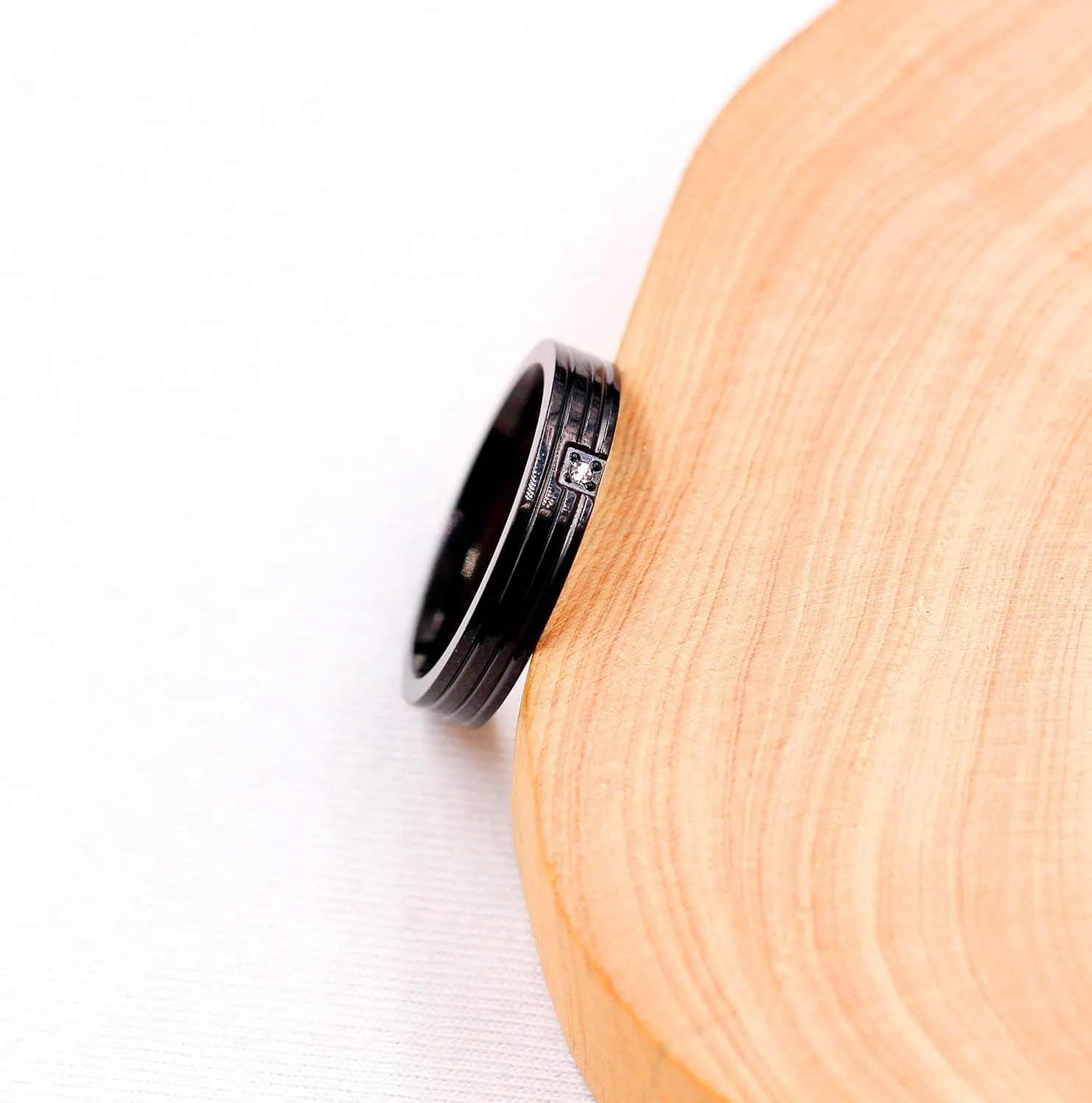 Uloveido Black Titanium Steel Couples Ring Cubic Zirconia Wedding Band Engagement Rings Set for Women and Men Y996