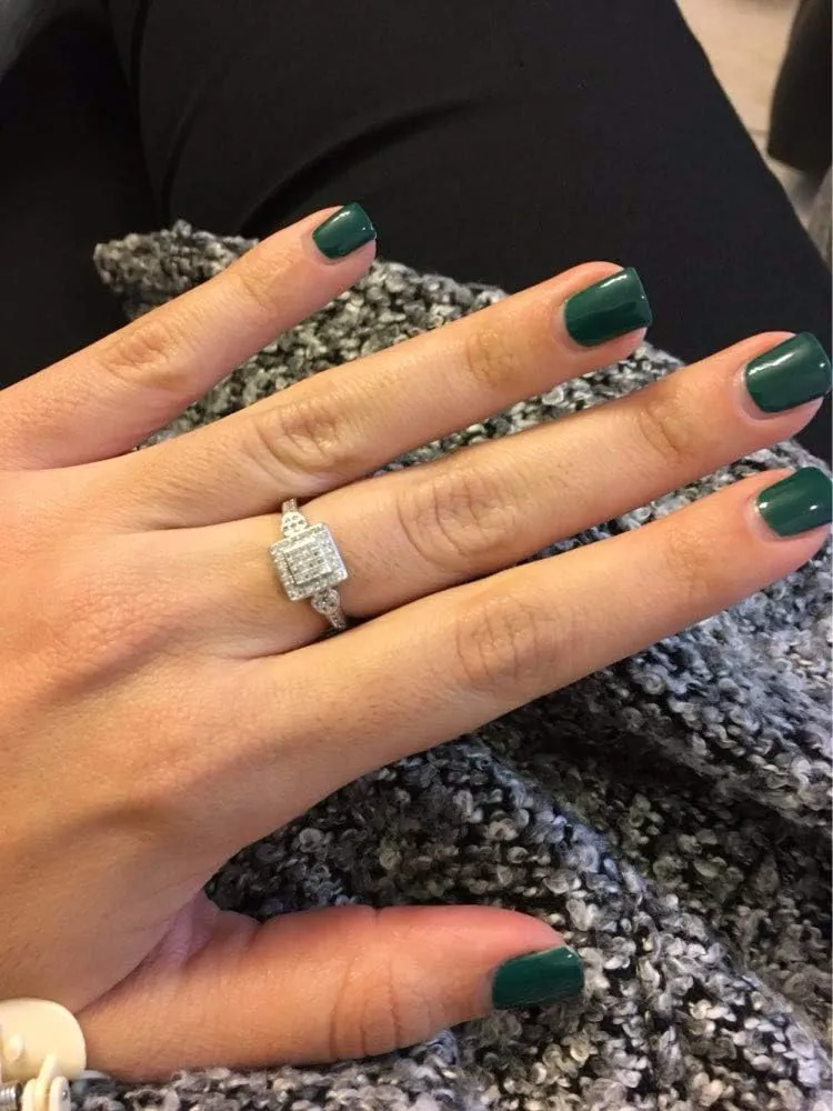 Uloveido Created Diamond Engagement Wedding Heart Rings for Women Bridal Silver Color Square Anniversary Promise Ring for Her Female Gift with Cubic Zirconia Y010