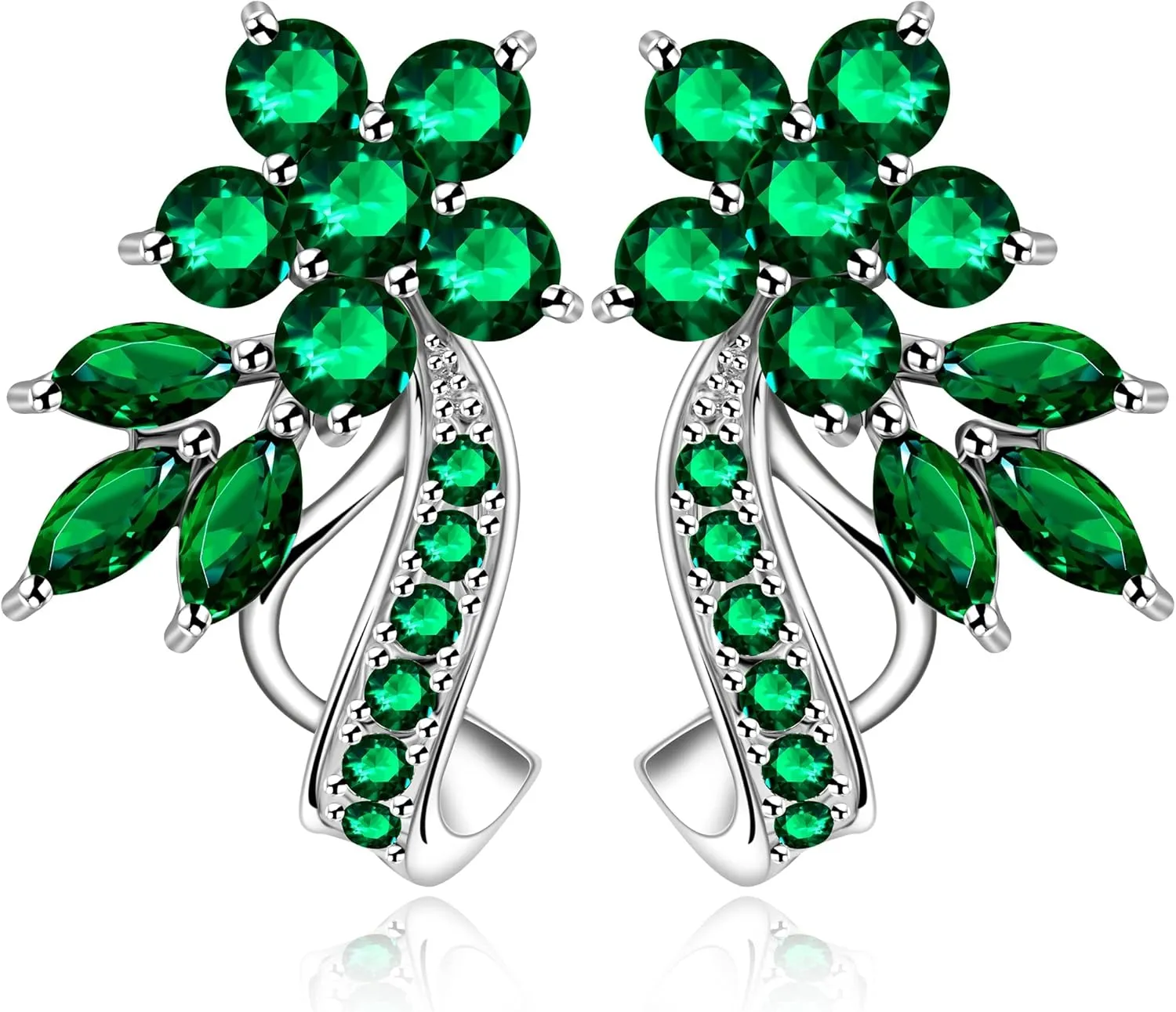 Uloveido Dainty Multi Color Cubic Zirconia Crystal Flower Leaf Stud Wrap Earrings for Women Rose Gold Plated Y492