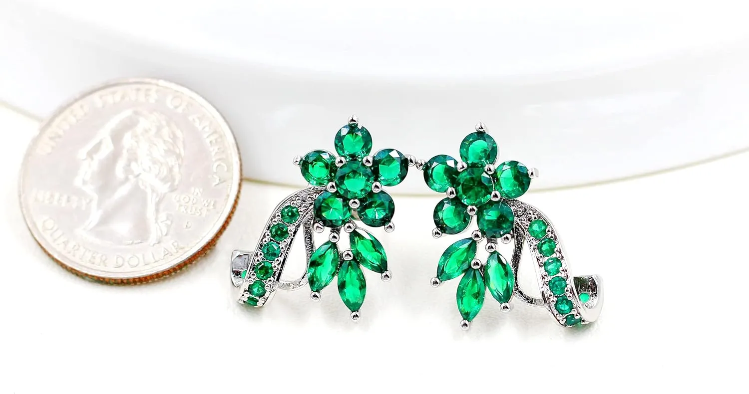 Uloveido Dainty Multi Color Cubic Zirconia Crystal Flower Leaf Stud Wrap Earrings for Women Rose Gold Plated Y492