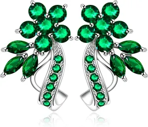 Uloveido Dainty Multi Color Cubic Zirconia Crystal Flower Leaf Stud Wrap Earrings for Women Rose Gold Plated Y492
