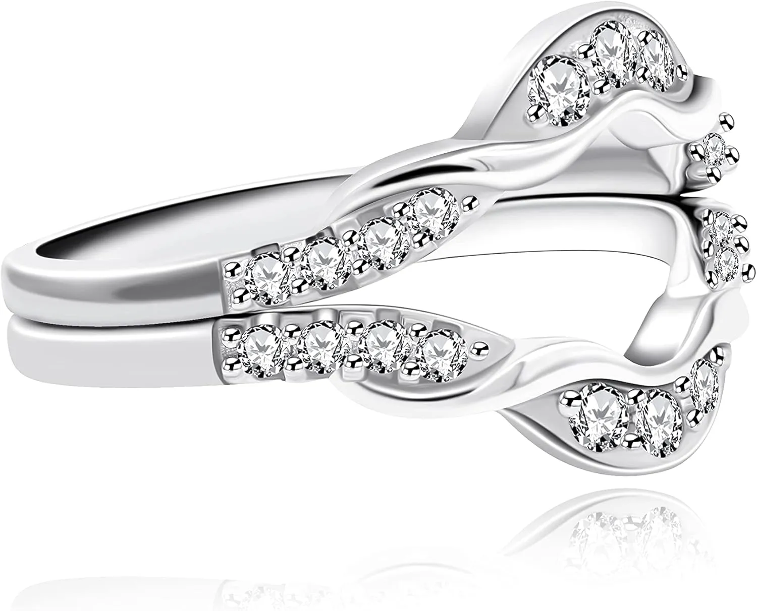 Uloveido Double Infinity Twisted Wedding Ring Guard Enhancer in Sterling Silver for Women with Cubic Zirconia Size 6-9 Y1523