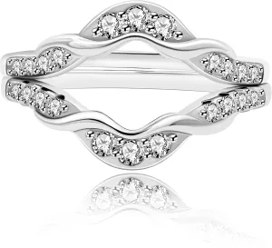 Uloveido Double Infinity Twisted Wedding Ring Guard Enhancer in Sterling Silver for Women with Cubic Zirconia Size 6-9 Y1523
