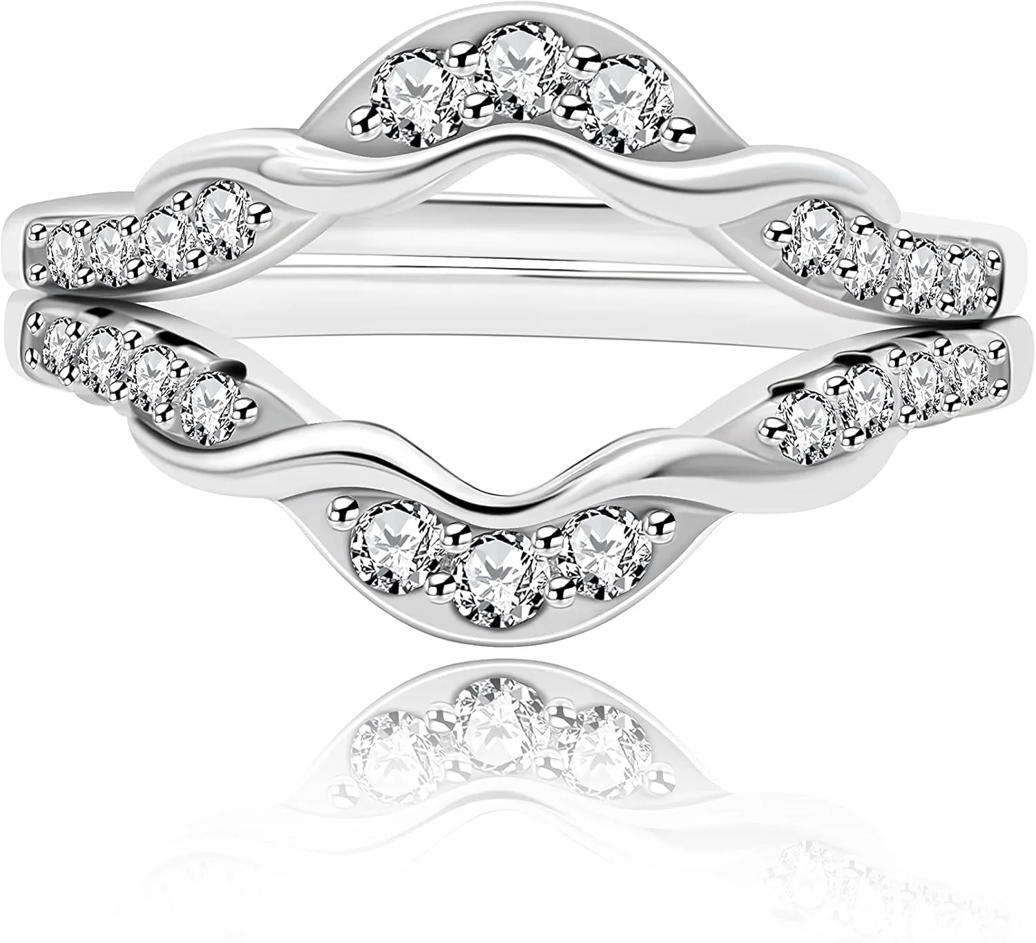 Uloveido Double Infinity Twisted Wedding Ring Guard Enhancer in Sterling Silver for Women with Cubic Zirconia Size 6-9 Y1523