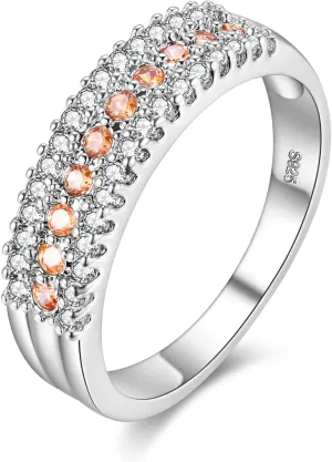 Uloveido Fashion Platinum Plated CZ Crystal Rings for Women Wedding Engagement Birthday Jewelry Gift Created Diamond Ring for Her Y014
