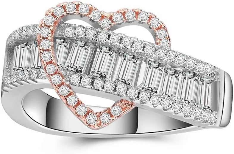 Uloveido Love Ring Jewelry Collection White Gold Silver Color Womens Infinity Knot Wedding Heart Rings RA0238