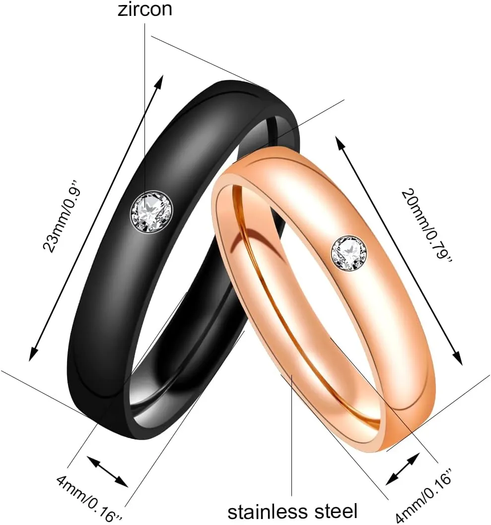Uloveido New Micro Set Diamond Stainless Steel Ring, Lovers Ring, Smooth Simple Single Diamond Ring Y1889