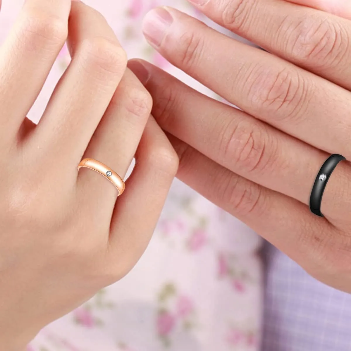 Uloveido New Micro Set Diamond Stainless Steel Ring, Lovers Ring, Smooth Simple Single Diamond Ring Y1889