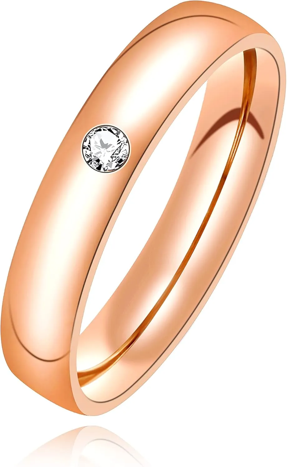 Uloveido New Micro Set Diamond Stainless Steel Ring, Lovers Ring, Smooth Simple Single Diamond Ring Y1889