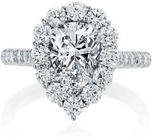 Uloveido Platinum Plated Teardrop Pear Wedding Rings Solitaire Cubic Zirconia Engagement Promise Ring for Women