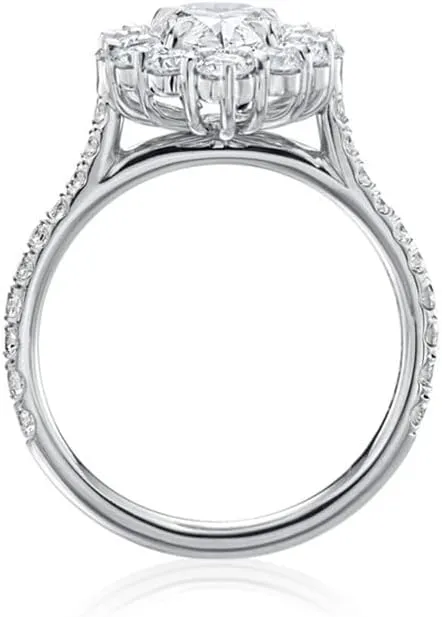 Uloveido Platinum Plated Teardrop Pear Wedding Rings Solitaire Cubic Zirconia Engagement Promise Ring for Women