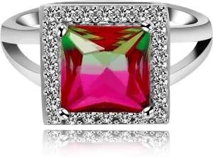 Uloveido Square Tourmaline Crystal Rings for Women Anniversary Engagement Jewelry Rings for Female Gift White Gold Plated (Size 6 7 8 9) Y440