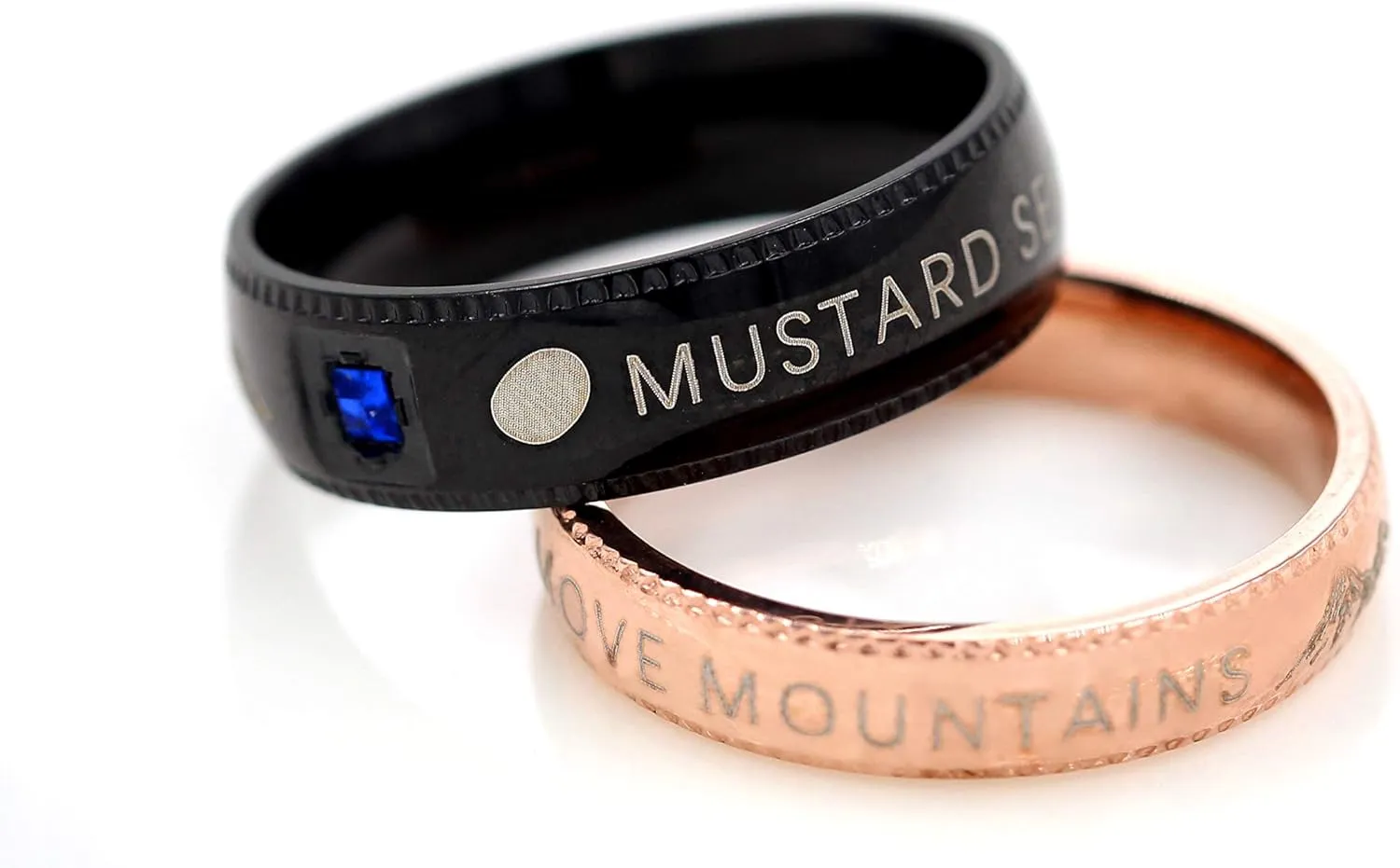 Uloveido Stainless Steel Christian Couples Bands Rings Engraved Mustard Seed Can Move Mountains Y945