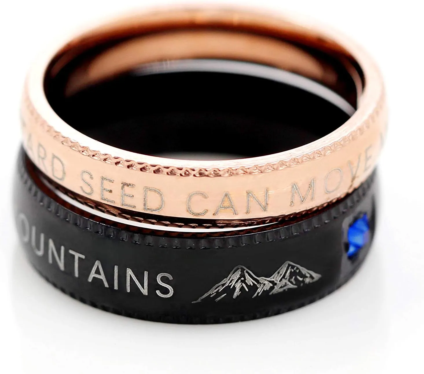 Uloveido Stainless Steel Christian Couples Bands Rings Engraved Mustard Seed Can Move Mountains Y945
