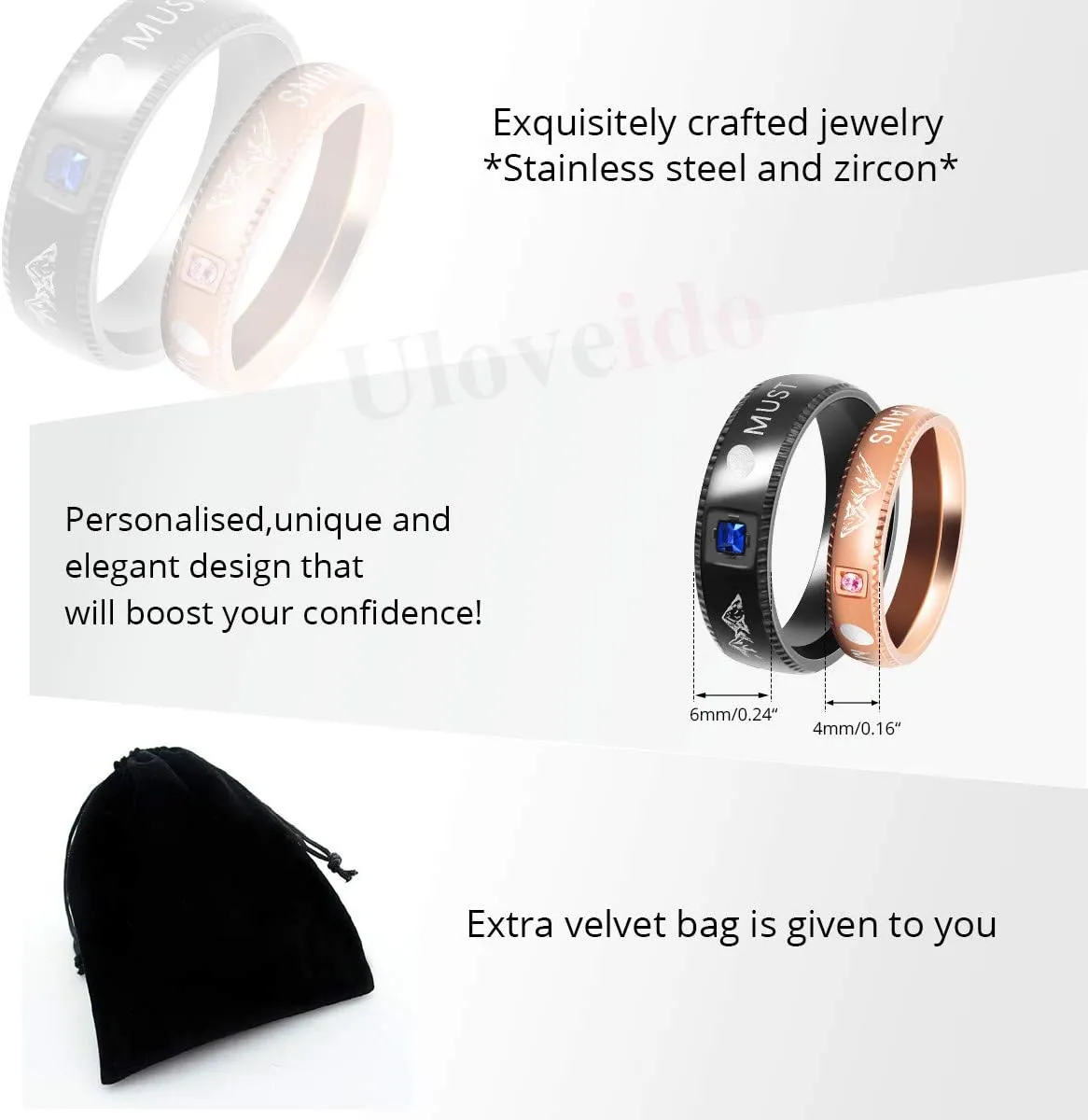 Uloveido Stainless Steel Christian Couples Bands Rings Engraved Mustard Seed Can Move Mountains Y945