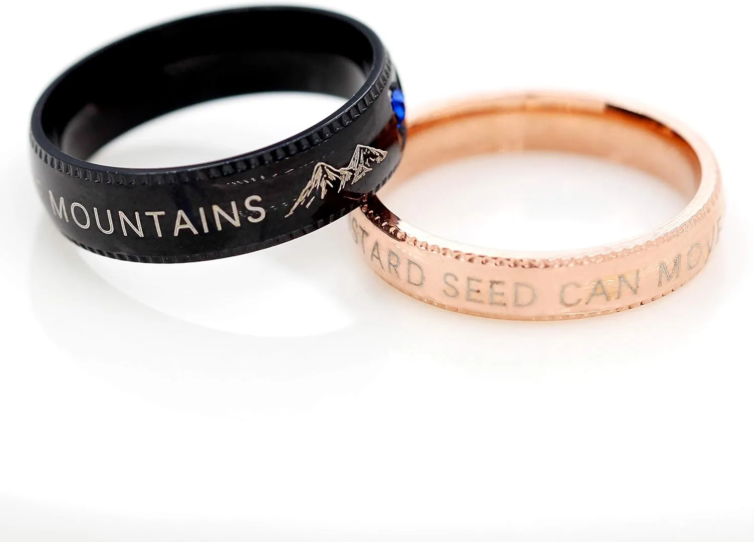 Uloveido Stainless Steel Christian Couples Bands Rings Engraved Mustard Seed Can Move Mountains Y945