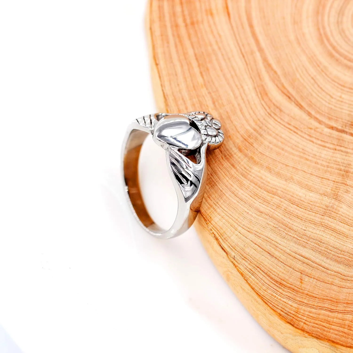 Uloveido Stainless Steel Irish Claddagh Heart Crown Ring Love Loyalty Friendship Rings Wedding Promise Jewelry Y981