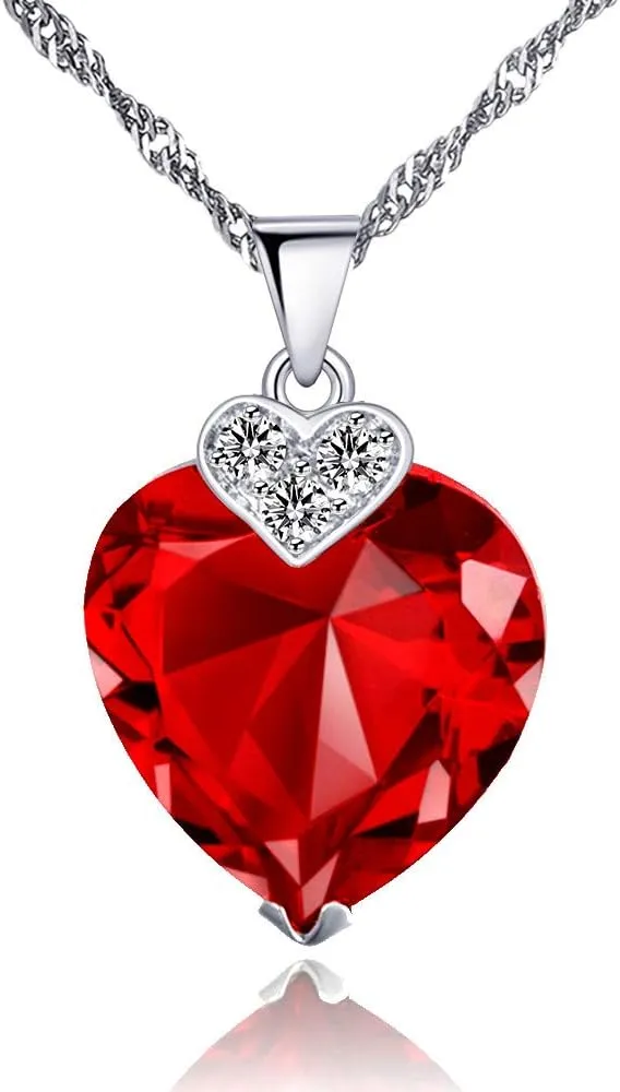 Uloveido White Gold Plated Crystal Heart Wedding Jewelry Set Women Necklace Earrings and Rings Set for Bridal Girls Anniversary Birthday Gift T213