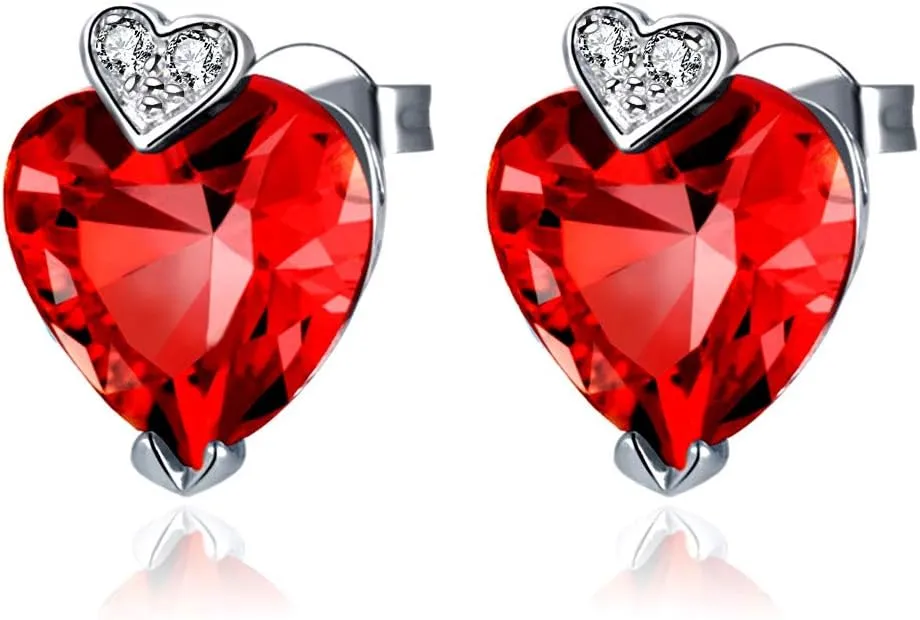 Uloveido White Gold Plated Crystal Heart Wedding Jewelry Set Women Necklace Earrings and Rings Set for Bridal Girls Anniversary Birthday Gift T213