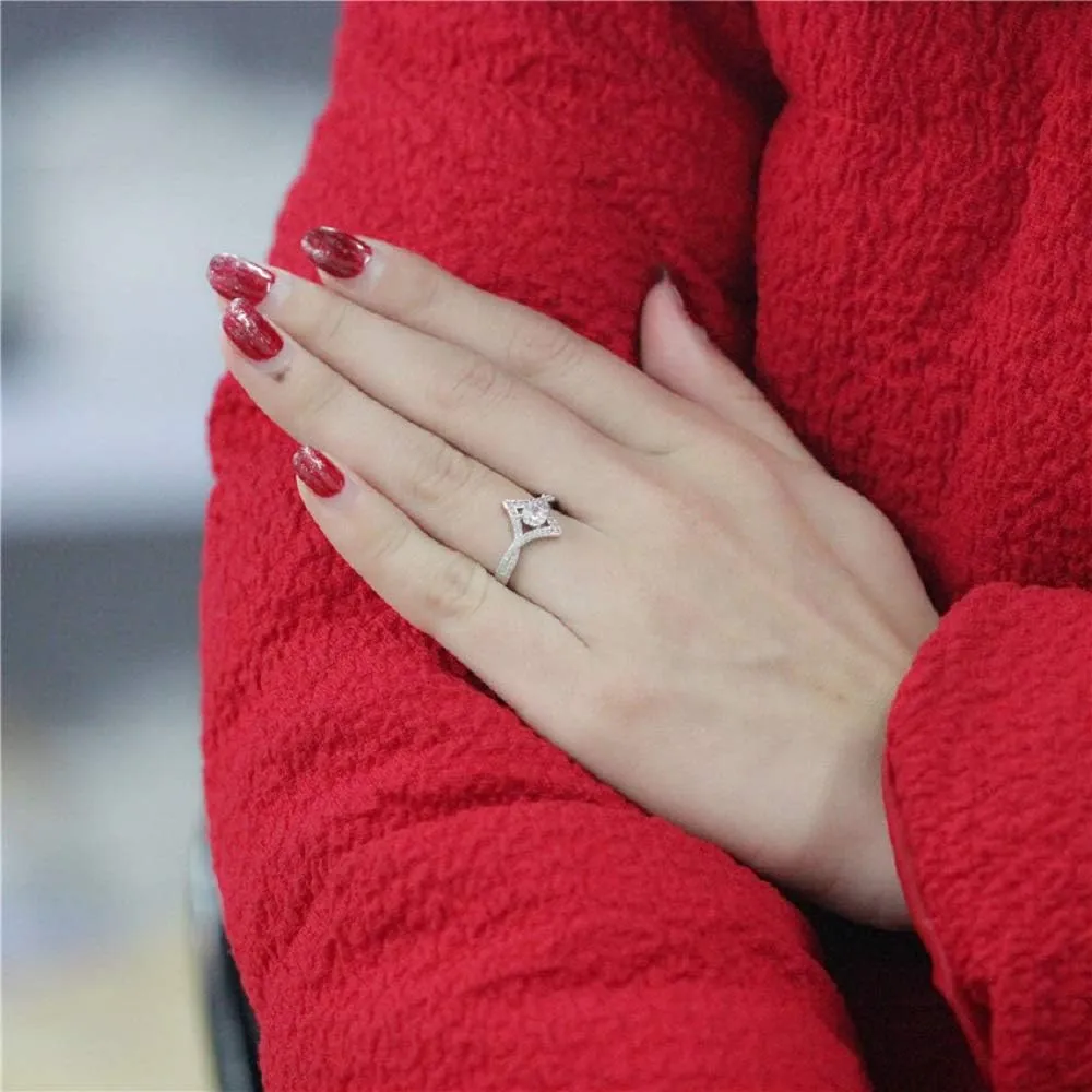 Uloveido Women's Square Hollow Swirl Infinity Rings with Round Cubic Zirconia Wedding Anniversary Ring Gifts WX023