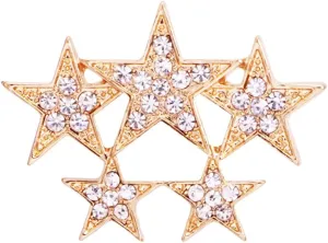 Unisex Shiny Rhinestone Five-Pointed Star Safety Pin Brooch Badge with Crystals Women Five Pentagram Dress Collar Pins