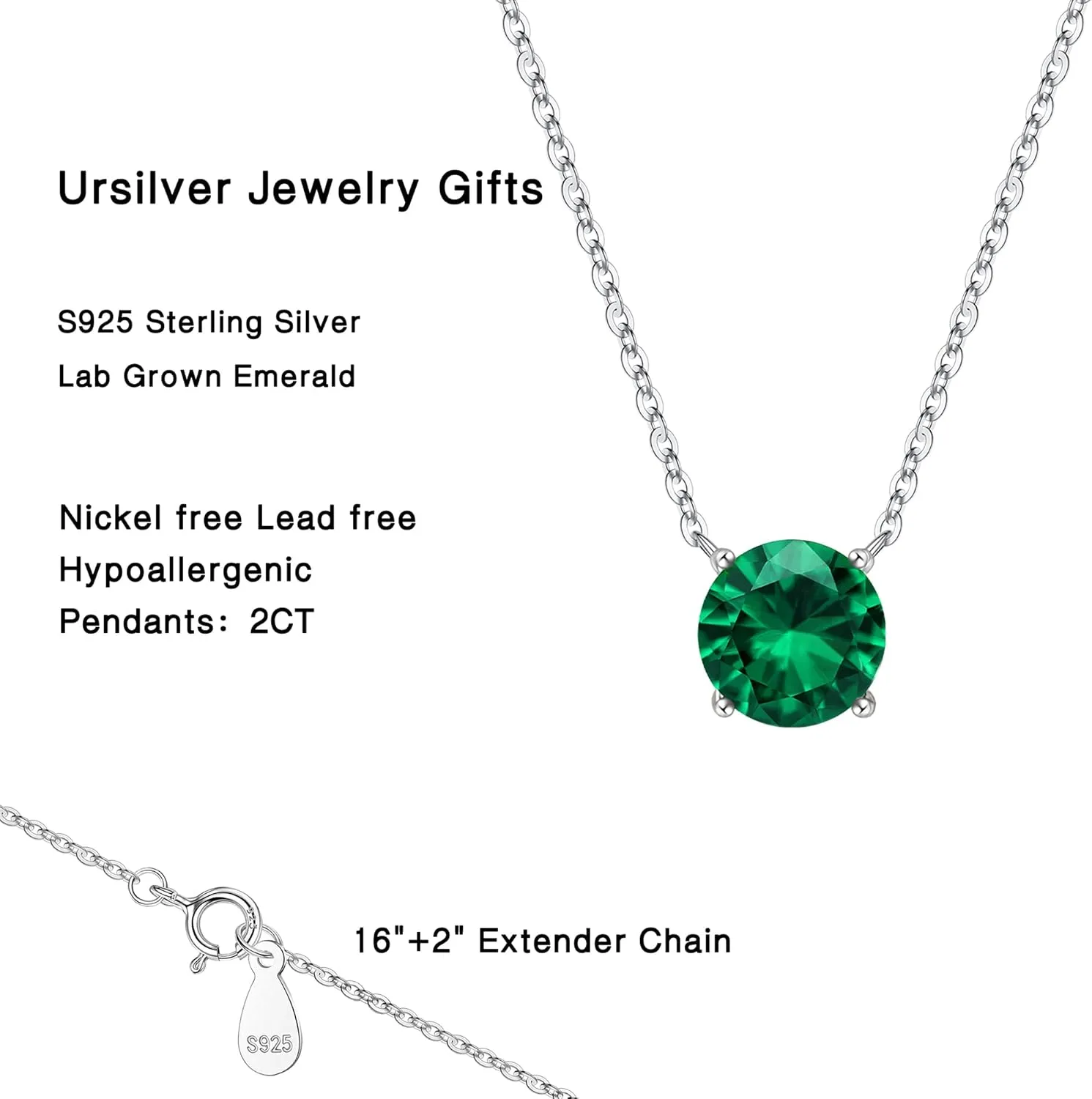 Ursilver Valentines Day Gifts for Her - Birthstone Necklace for Women, S925 Sterling Silver Round Birthstone Necklace Birthday Gifts 12 Months Birthstone Necklaces for Women Jewelry Gifts