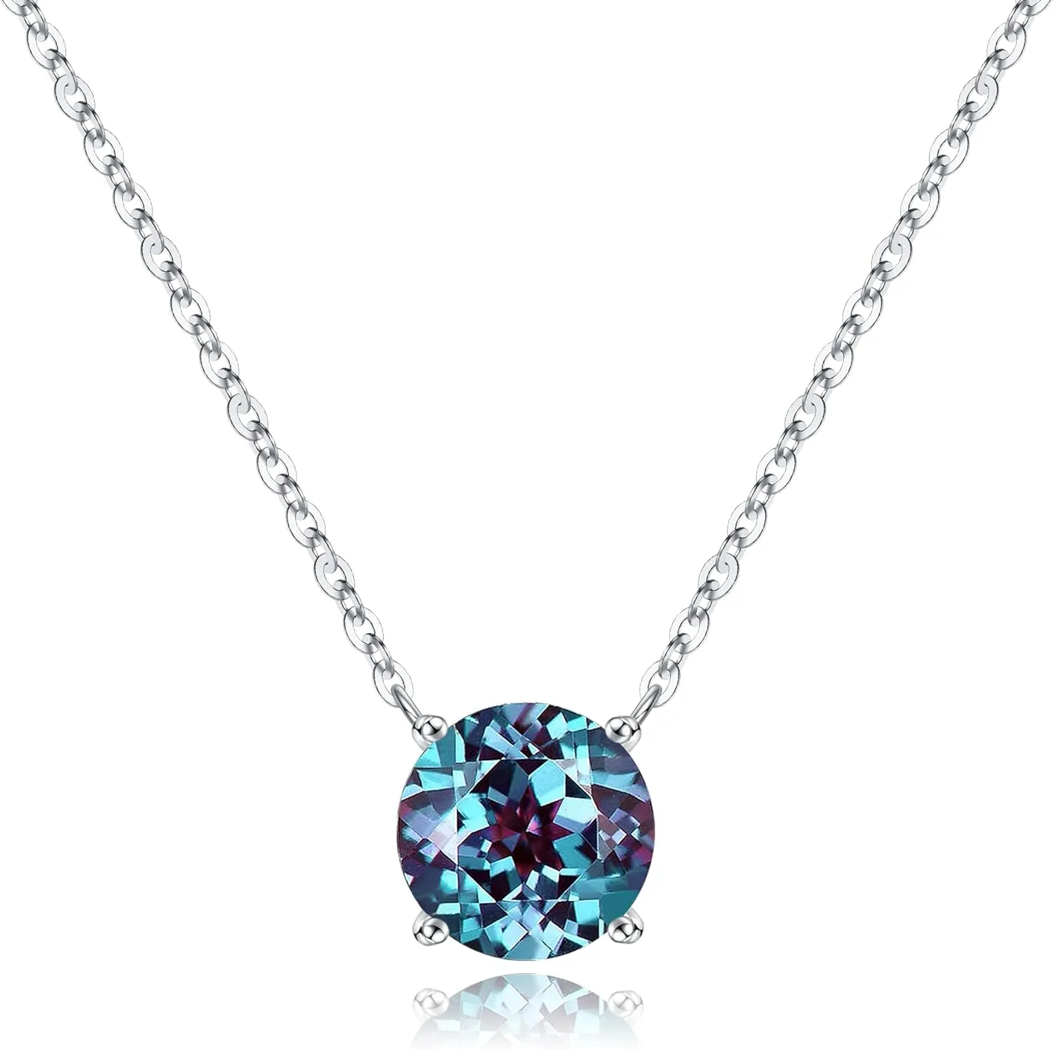 Ursilver Valentines Day Gifts for Her - Birthstone Necklace for Women, S925 Sterling Silver Round Birthstone Necklace Birthday Gifts 12 Months Birthstone Necklaces for Women Jewelry Gifts