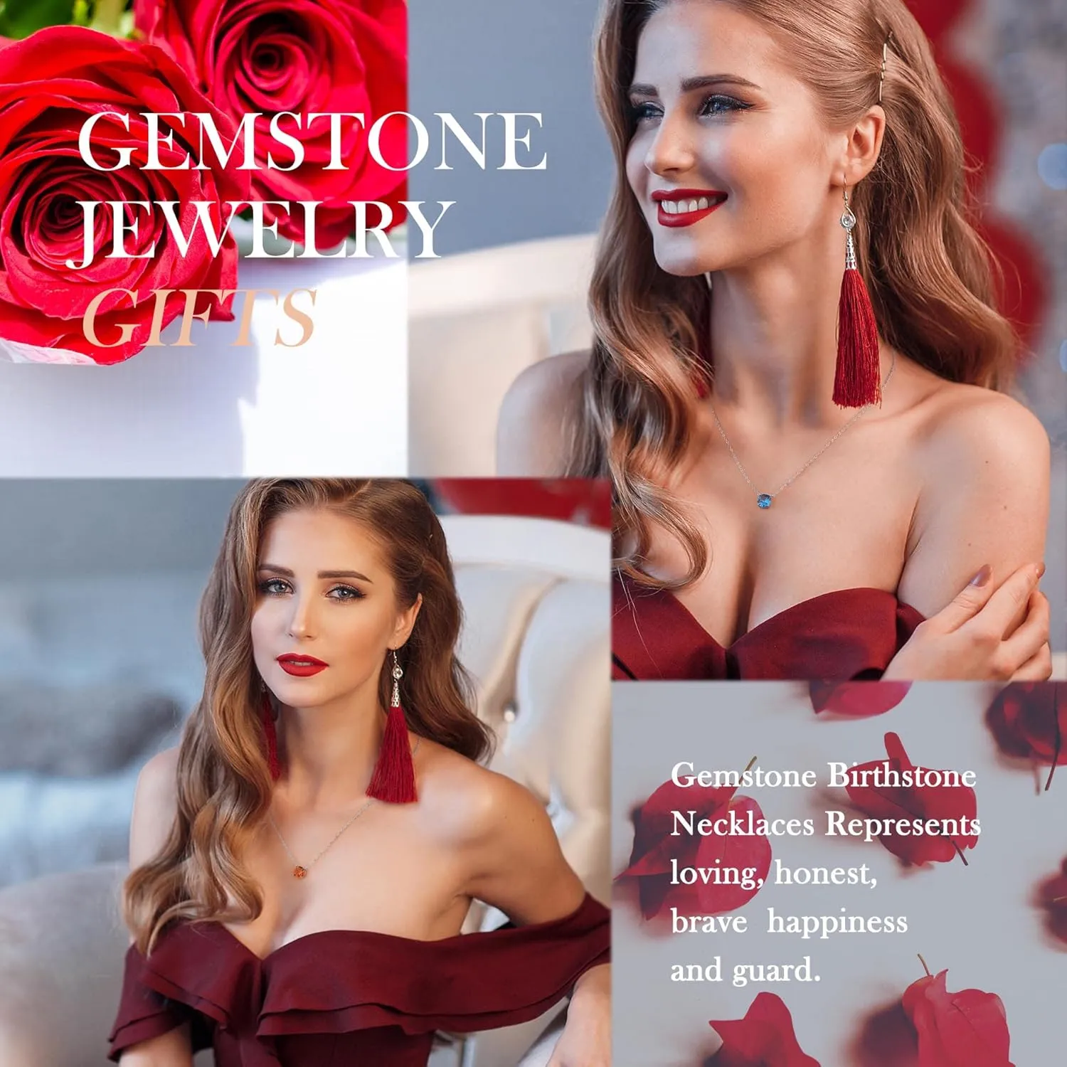 Ursilver Valentines Day Gifts for Her - Birthstone Necklace for Women, S925 Sterling Silver Round Birthstone Necklace Birthday Gifts 12 Months Birthstone Necklaces for Women Jewelry Gifts