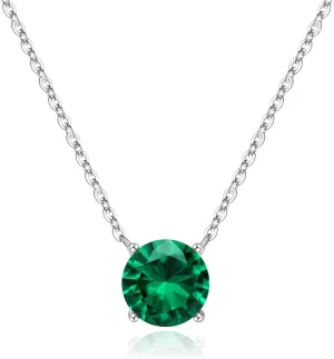 Ursilver Valentines Day Gifts for Her - Birthstone Necklace for Women, S925 Sterling Silver Round Birthstone Necklace Birthday Gifts 12 Months Birthstone Necklaces for Women Jewelry Gifts
