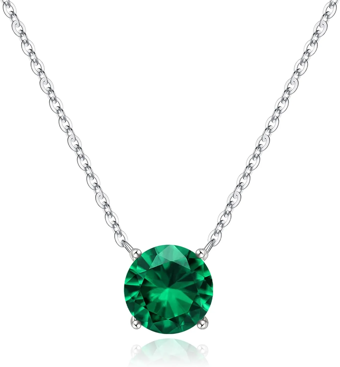 Ursilver Valentines Day Gifts for Her - Birthstone Necklace for Women, S925 Sterling Silver Round Birthstone Necklace Birthday Gifts 12 Months Birthstone Necklaces for Women Jewelry Gifts