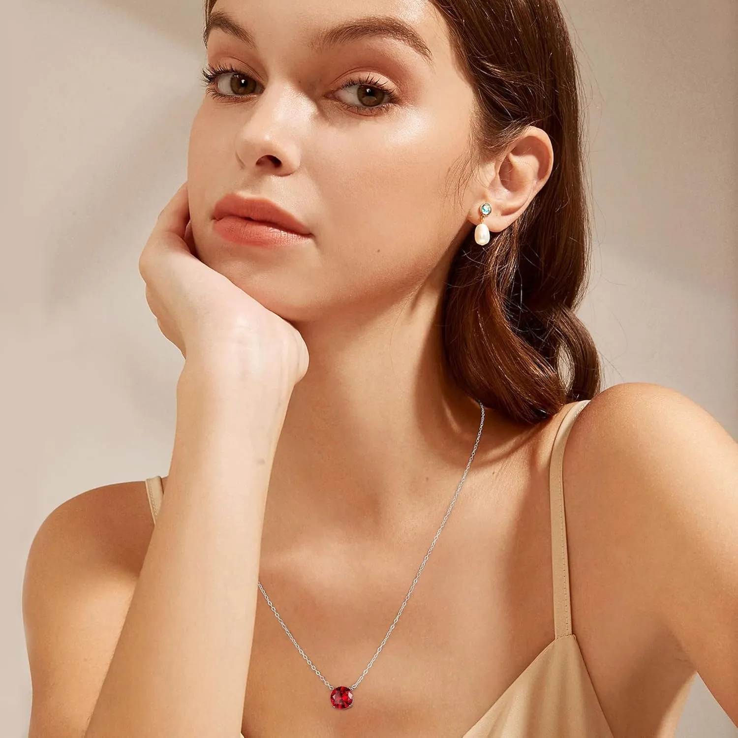 Ursilver Valentines Day Gifts for Her - Birthstone Necklace for Women, S925 Sterling Silver Round Birthstone Necklace Birthday Gifts 12 Months Birthstone Necklaces for Women Jewelry Gifts