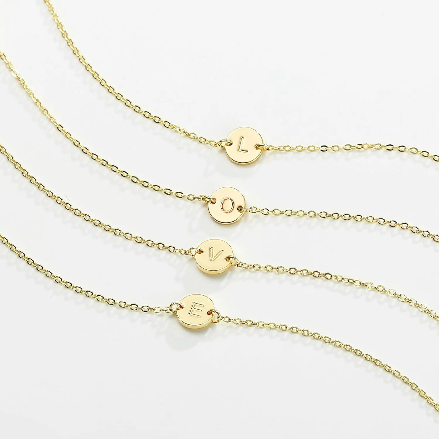 Ursteel Gold Initial Bracelet for Women Trendy - Personalized A-Z Letter Cute Bracelet for Women, Dainty Gold Coin Disc Jewelry Gifts for Women