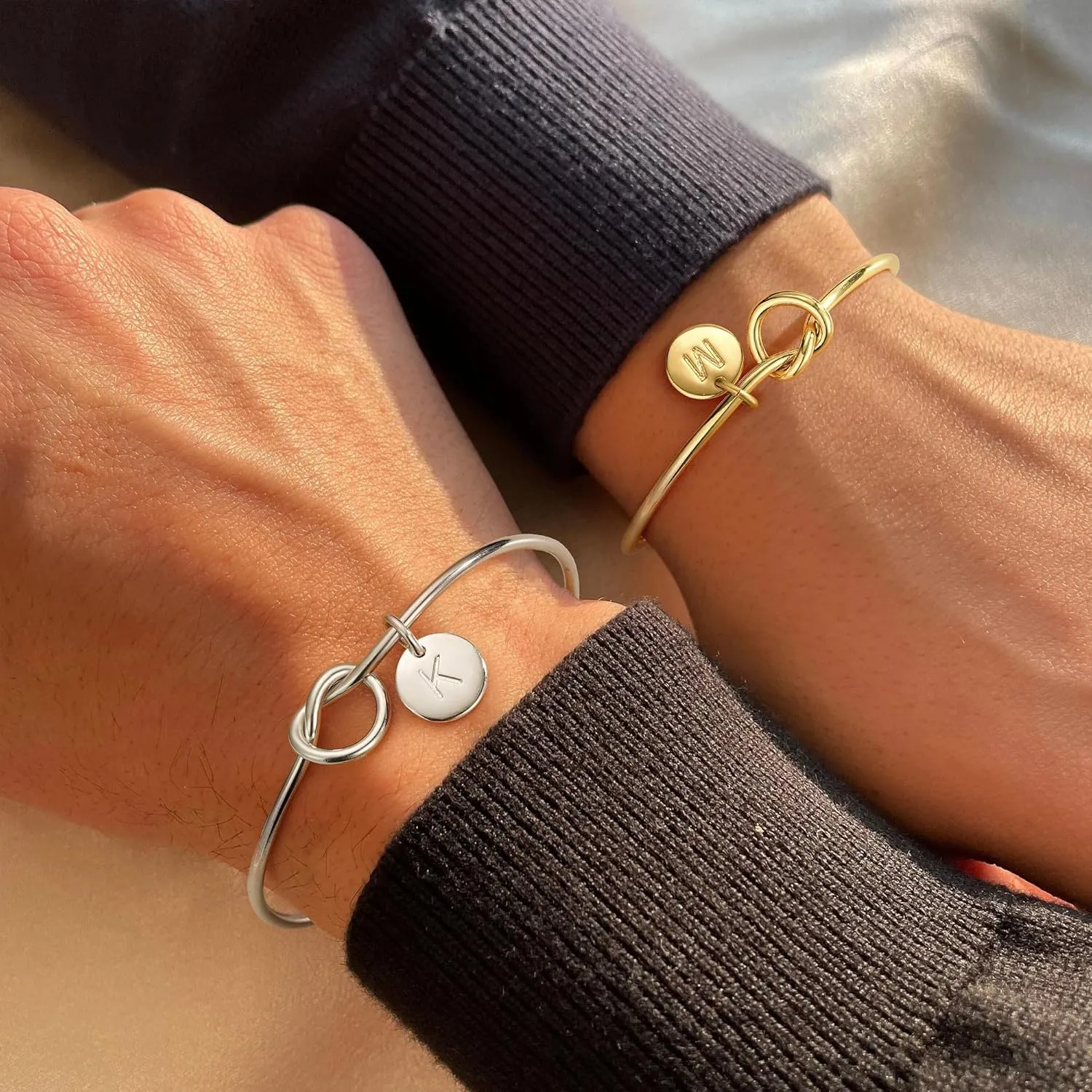 Ursteel Personalized Gold Initial Bracelet for Women - Dainty Gold Knot Letter A-Z Bracelets for Women, Tie The Knot Bracelet Bridesmaid Proposal Jewelry Gifts