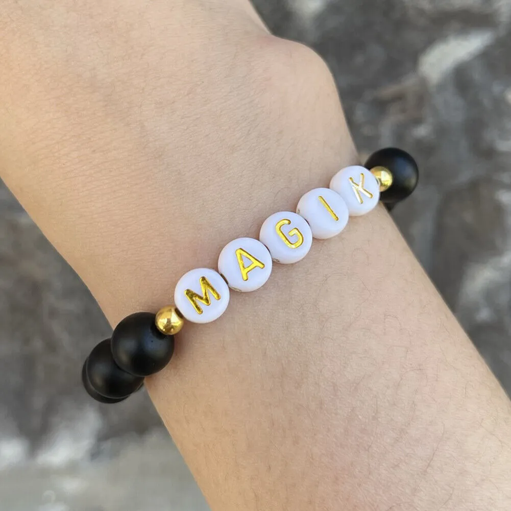 US Personalize Custom Name Mama Bracelet Bead Stretch Energy Stone Agage Howlite