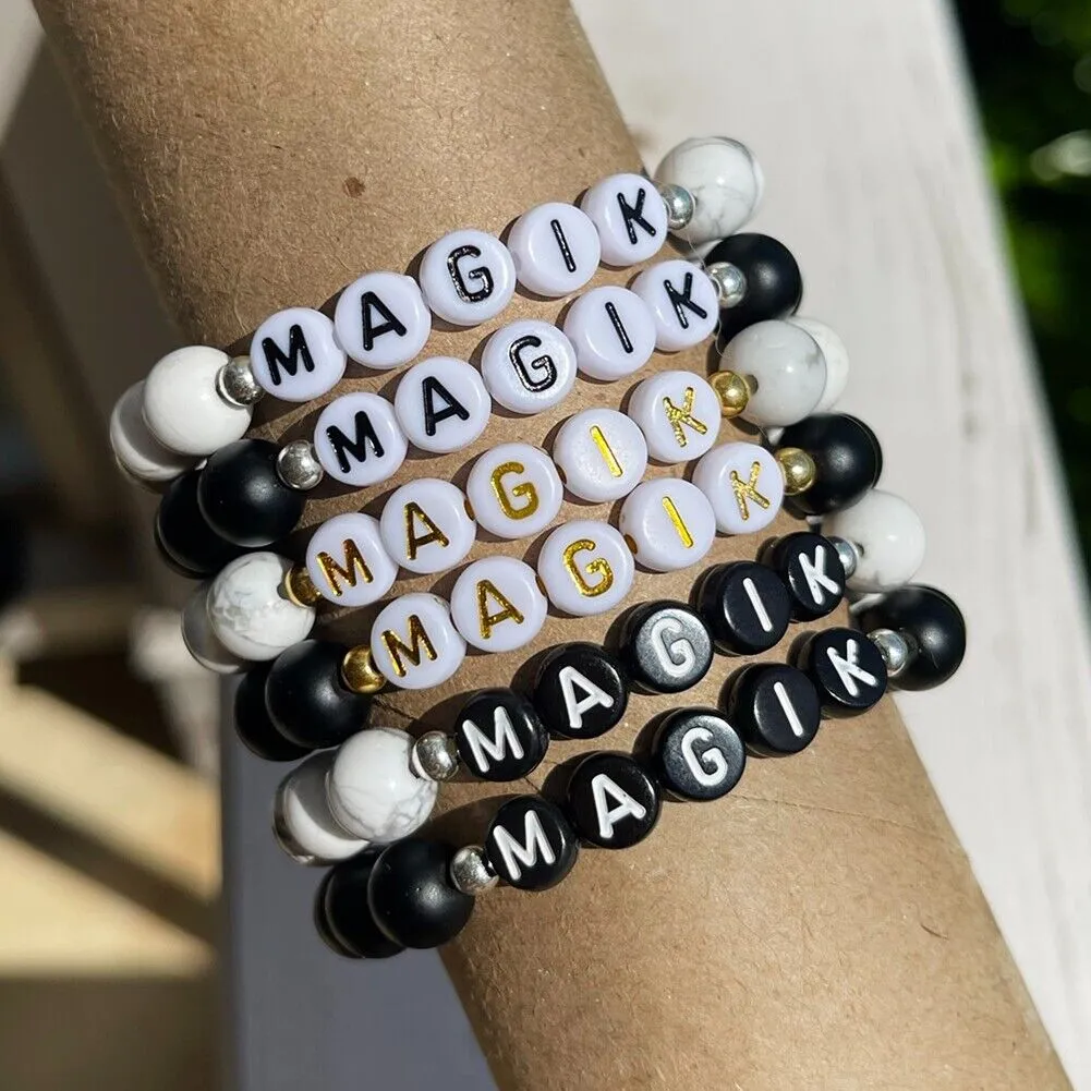 US Personalize Custom Name Mama Bracelet Bead Stretch Energy Stone Agage Howlite
