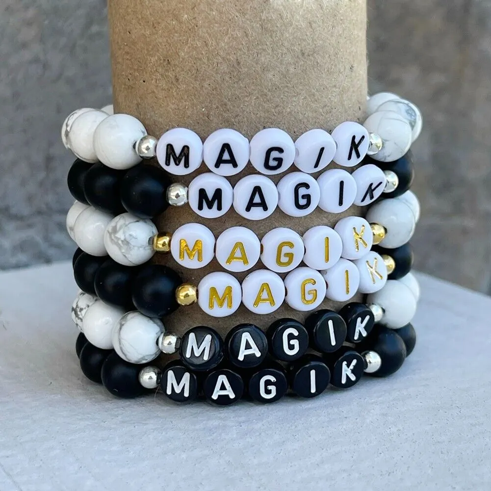 US Personalize Custom Name Mama Bracelet Bead Stretch Energy Stone Agage Howlite