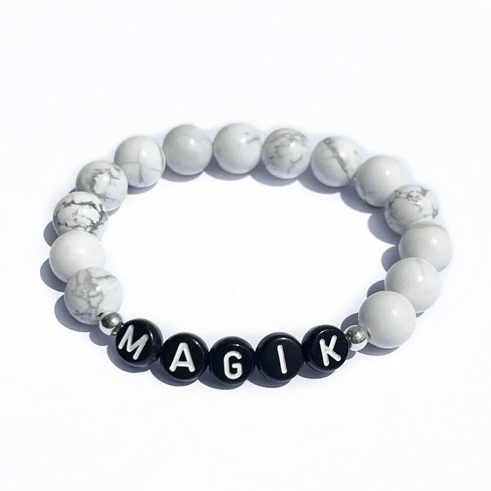 US Personalize Custom Name Mama Bracelet Bead Stretch Energy Stone Agage Howlite