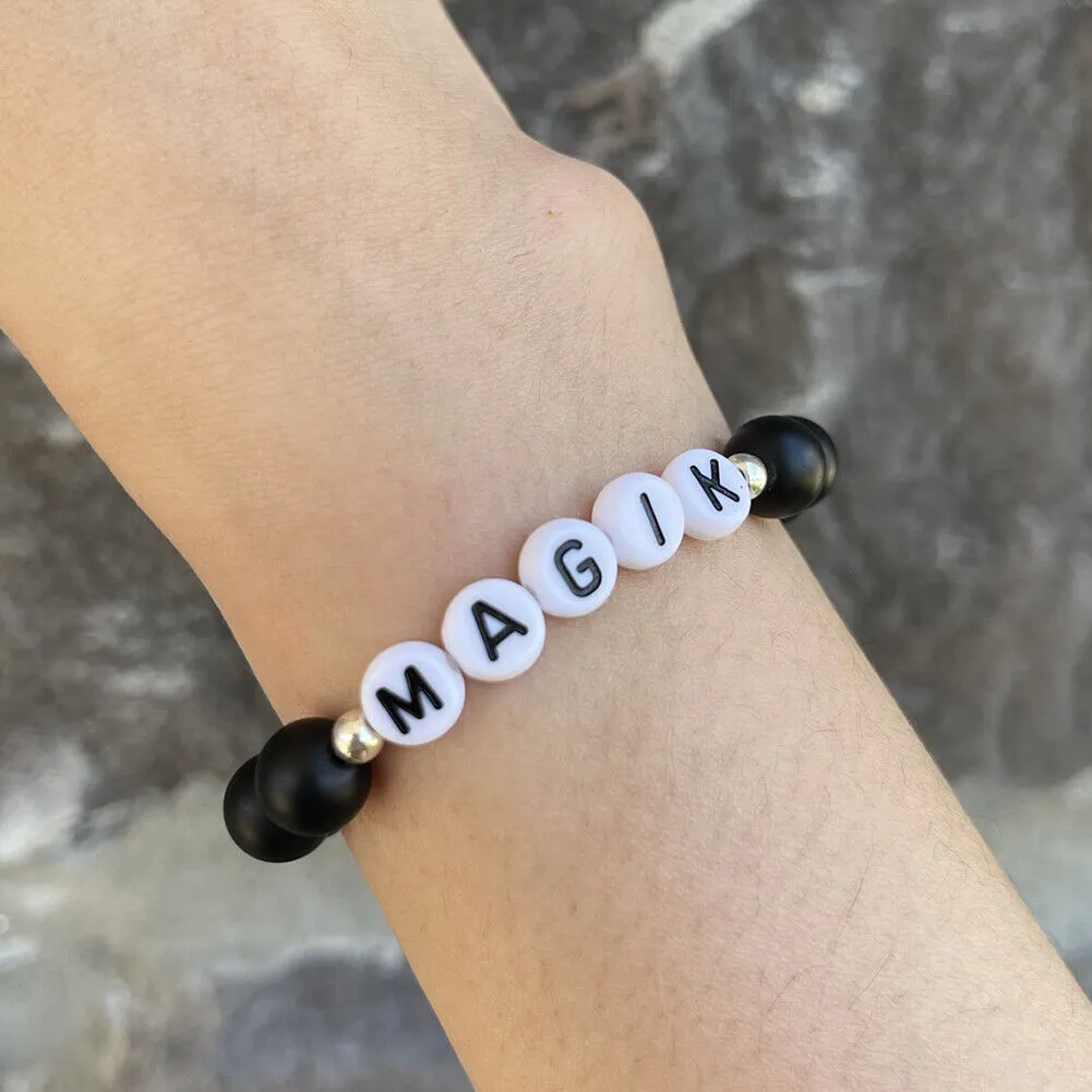 US Personalize Custom Name Mama Bracelet Bead Stretch Energy Stone Agage Howlite