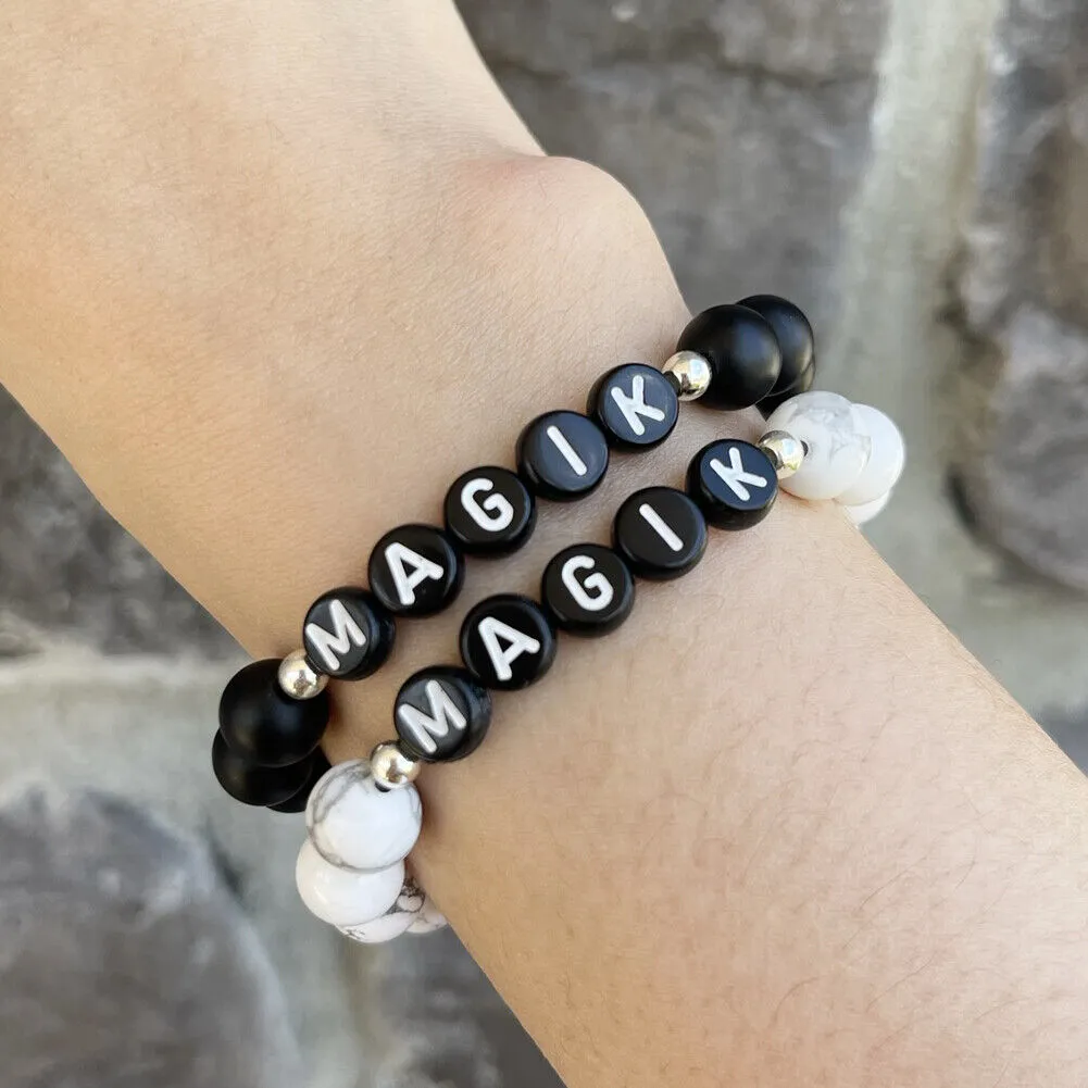 US Personalize Custom Name Mama Bracelet Bead Stretch Energy Stone Agage Howlite