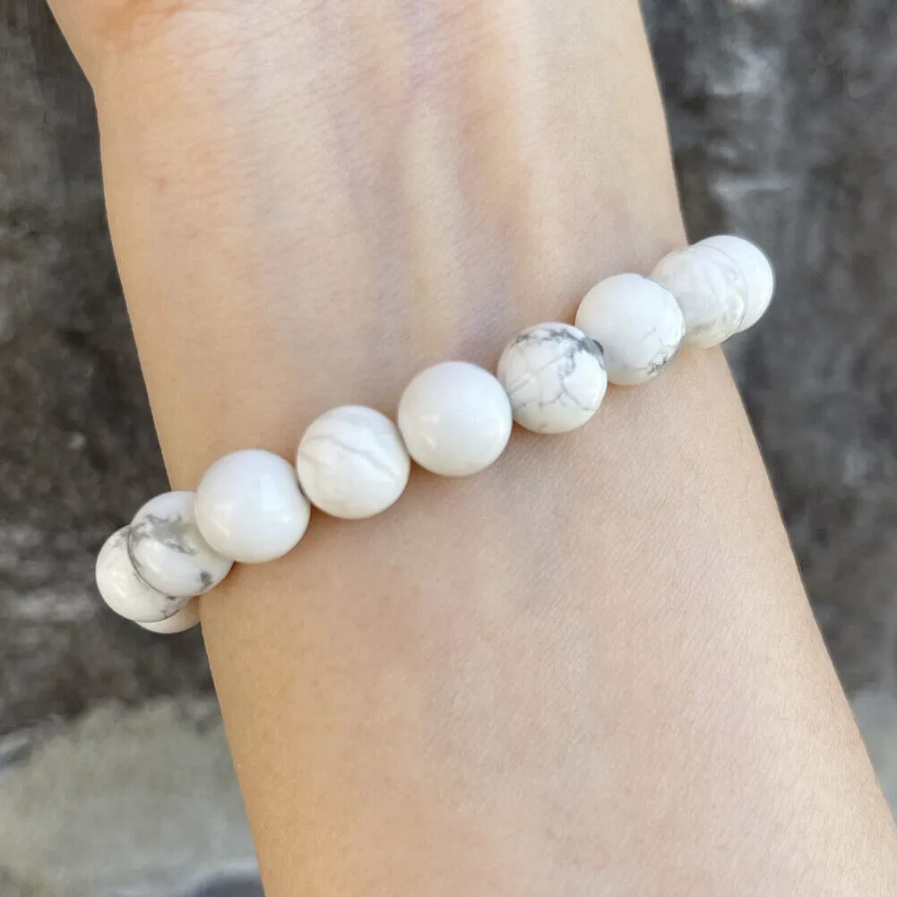 US Personalize Custom Name Mama Bracelet Bead Stretch Energy Stone Agage Howlite