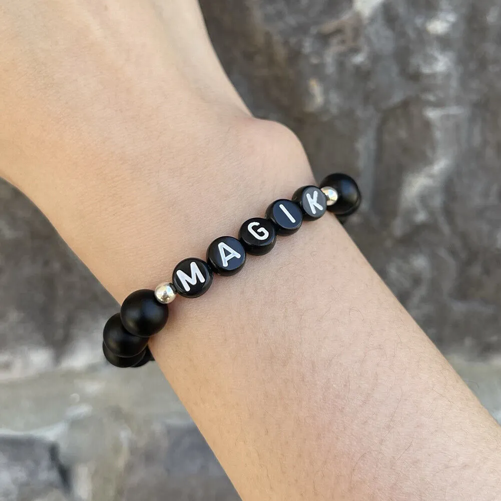 US Personalize Custom Name Mama Bracelet Bead Stretch Energy Stone Agage Howlite